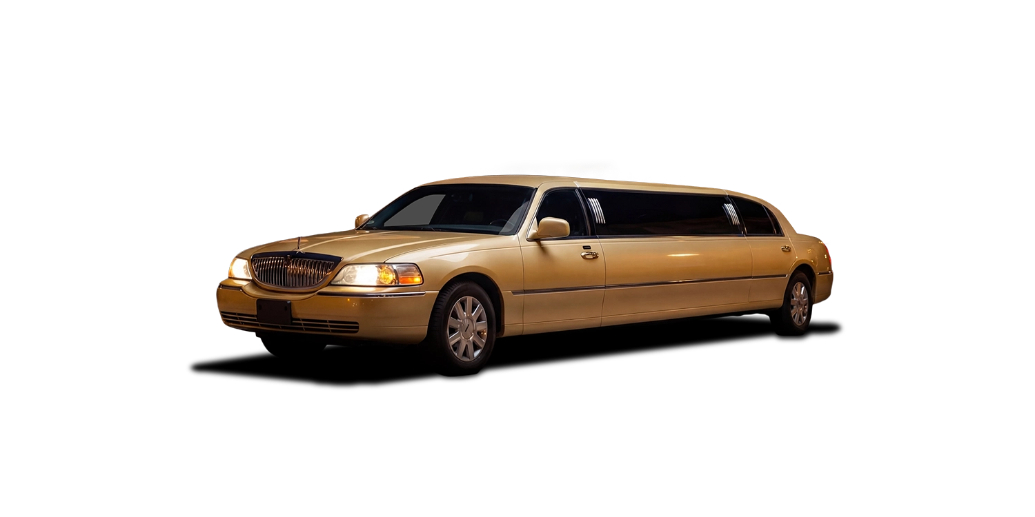 Town Car Stretch-Limousine (Golden, 8 Pax) freigestellt