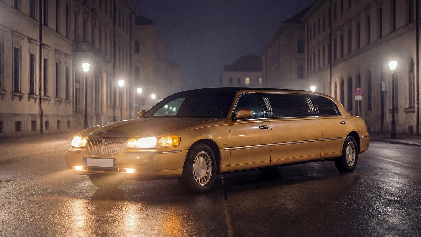 Town Car Stretch-Limousine (Golden, 8 Pax) – Fahrzeug