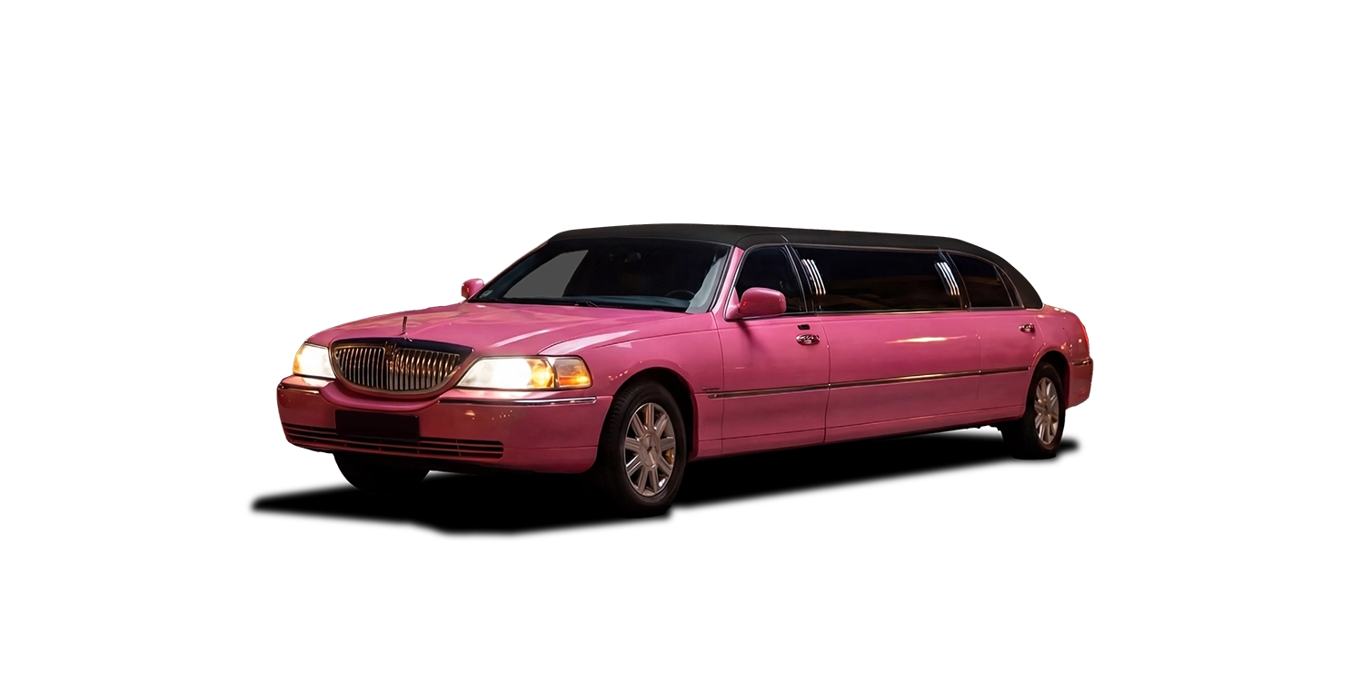 Town Car Stretch-Limousine (Pink, 8 Pax) freigestellt